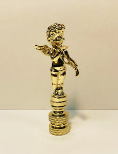 CHERUB Lamp Finial-Aged Brass or Polished Brass Finish, Highly detailed metal casting (1 Pc,)