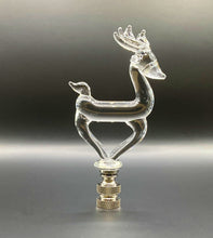 Load image into Gallery viewer, Holiday-Christmas Lamp Finial, Clear GLASS REINDEER-Polished Nickel Base