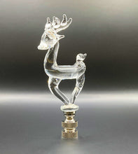 Load image into Gallery viewer, Holiday-Christmas Lamp Finial, Clear GLASS REINDEER-Polished Nickel Base