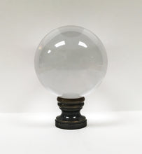 Load image into Gallery viewer, LARGE GLASS ORB-Lamp Finial-CLEAR, Solid Brass Base, 3-Finishes
