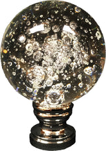Load image into Gallery viewer, Large Clear BUBBLE GLASS ORB Lamp Finial-on Pedestal Base, AB, PB or CH Finish (1 Pc.)