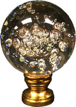 Load image into Gallery viewer, Large Clear BUBBLE GLASS ORB Lamp Finial-on Pedestal Base, AB, PB or CH Finish (1 Pc.)