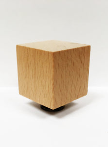 WOOD CUBE Solid Beech Lamp Finial W/Dual Thread Base in 4 Plated Finishes