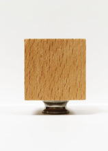 Load image into Gallery viewer, WOOD CUBE Solid Beech Lamp Finial W/Dual Thread Base in 4 Plated Finishes