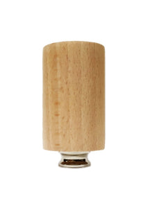 WOOD CYLINDER Solid Beech Lamp Finial W/Dual Thread Base in 4 Plated Finishes