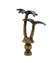 Load image into Gallery viewer, COCONUT PALM TREE Lamp Finial, Aged Brass Finish, Highly detailed metal casting