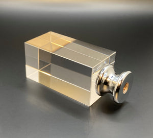 RECTANGLE CUBE Optic Glass Crystal Lamp Finial-Chrome or Satin Brass Base (1Pc.)