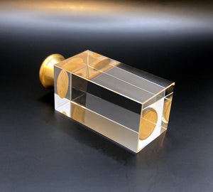 RECTANGLE CUBE Optic Glass Crystal Lamp Finial-Chrome or Satin Brass Base (1Pc.)