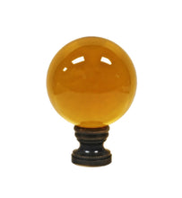 Load image into Gallery viewer, LARGE GLASS ORB-Lamp Finial-DARK AMBER, Solid Brass Base, 3-Finishes