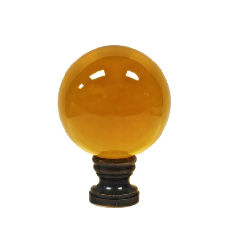 LARGE GLASS ORB-Lamp Finial-DARK AMBER, Solid Brass Base, 3-Finishes