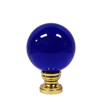 Load image into Gallery viewer, LARGE GLASS ORB-Lamp Finial-DARK BLUE, Solid Brass Base, 3-Finishes