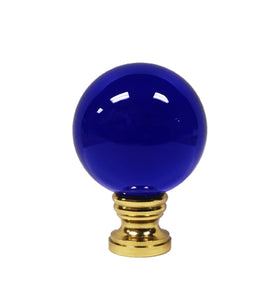 LARGE GLASS ORB-Lamp Finial-DARK BLUE, Solid Brass Base, 3-Finishes