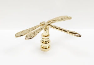 DRAGONFLY Lamp Finial-Polished Brass Finish, Highly detailed metal casting