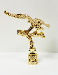 EAGLE IN FLIGHT Lamp Finial-Polished Brass or Antique Brass Finish, Highly detailed metal casting (1-Pc.)