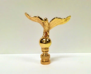EAGLE ON ORB Lamp Finial-Polished Brass Finish, Highly detailed metal casting