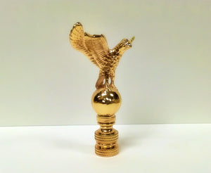 EAGLE ON ORB Lamp Finial-Polished Brass Finish, Highly detailed metal casting