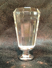Load image into Gallery viewer, FACETED PRISM Optic Glass Crystal Lamp Finial-with Chrome or Satin Brass Base