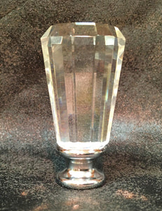 FACETED PRISM Optic Glass Crystal Lamp Finial-with Chrome or Satin Brass Base