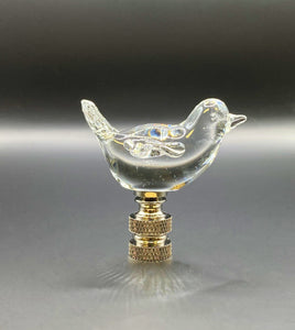 Lamp Finial, Clear GLASS BIRD-Polished Nickel Base