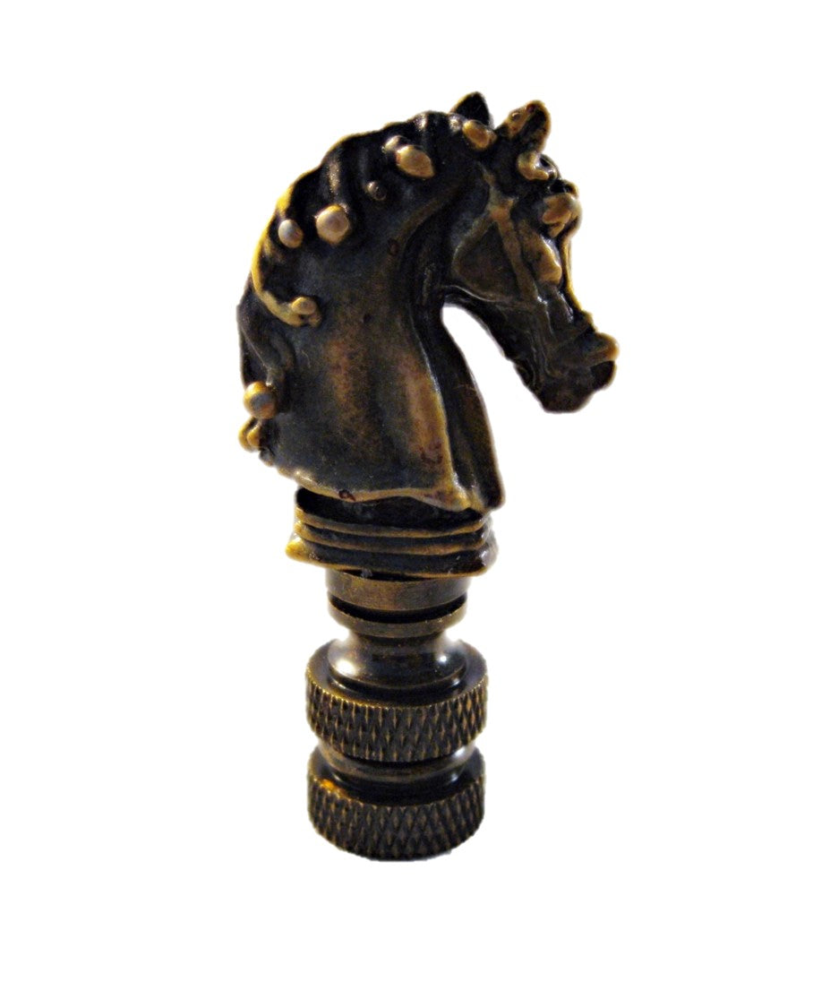 HORSE HEAD Lamp Finial-Aged Brass Finish, Highly detailed metal casting