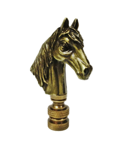 HORSE HEAD Lamp Finial, Aged Brass Finish, Highly detailed metal casting