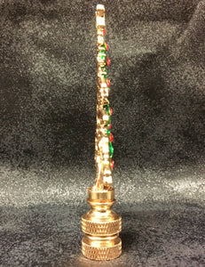 Holiday-Christmas Lamp Finial-CHRISTMAS TREE-Polished Brass/Green Enamel Finish, Detailed metal casting