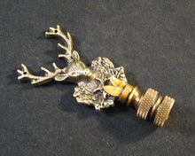 Load image into Gallery viewer, Holiday-Christmas Lamp Finial, DEER HEAD-Aged Brass Finish, Detailed metal casting