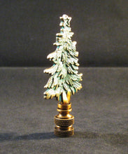 Load image into Gallery viewer, Holiday-Christmas Lamp Finial, CHRISTMAS TREE-Antique Brass/Green Finish, Detailed metal casting