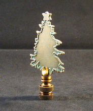 Load image into Gallery viewer, Holiday-Christmas Lamp Finial, CHRISTMAS TREE-Antique Brass/Green Finish, Detailed metal casting