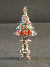 Load image into Gallery viewer, Holiday-Christmas Lamp Finial, RHINESTONE TREE-Antique Silver Finish, Detailed metal casting