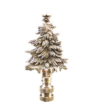 Load image into Gallery viewer, Holiday-Christmas Lamp Finial, CHRISTMAS TREE-Antique Silver Finish, Detailed metal casting
