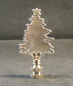 Holiday-Christmas Lamp Finial, CHRISTMAS TREE-Antique Silver Finish, Detailed metal casting