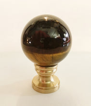 Load image into Gallery viewer, TIGER EYE QUARTZ-Stone Lamp Finial-on Pedestal Base in 3 Finishes: AB, PB and CH