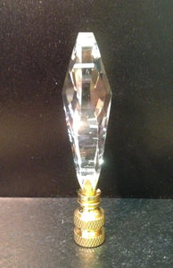 CRYSTAL PENDALOGUE-Lamp Finial-Clear, Polished Brass Finish