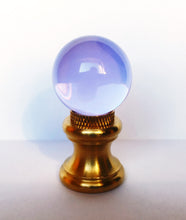 Load image into Gallery viewer, GLASS ORB-Lamp Finial-Purple, Polished Brass Finish, Dual Thread