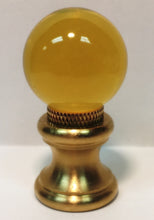Load image into Gallery viewer, GLASS ORB-Lamp Finial-Lite Amber, Polished Brass Finish, Dual Thread