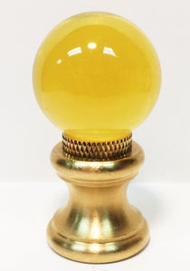 GLASS ORB-Lamp Finials in 12 Colors-Solid Brass Base, Dual Thread (1-Pc.)