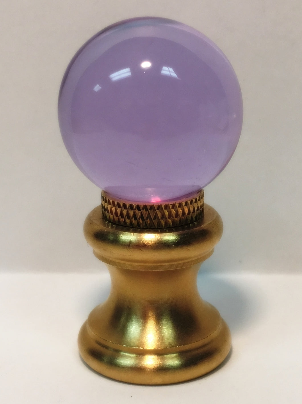 GLASS ORB-Lamp Finial-Purple, Polished Brass Finish, Dual Thread