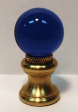 Load image into Gallery viewer, GLASS ORB-Lamp Finial-Sky Blue, Polished Brass Finish, Dual Thread