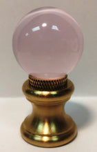 Load image into Gallery viewer, GLASS ORB-Lamp Finial-Pink, Polished Brass Finish, Dual Thread