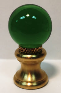 GLASS ORB-Lamp Finials in 12 Colors-Solid Brass Base, Dual Thread