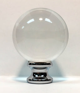 LARGE ORB Optic Glass Crystal Lamp Finial-Chrome Finish