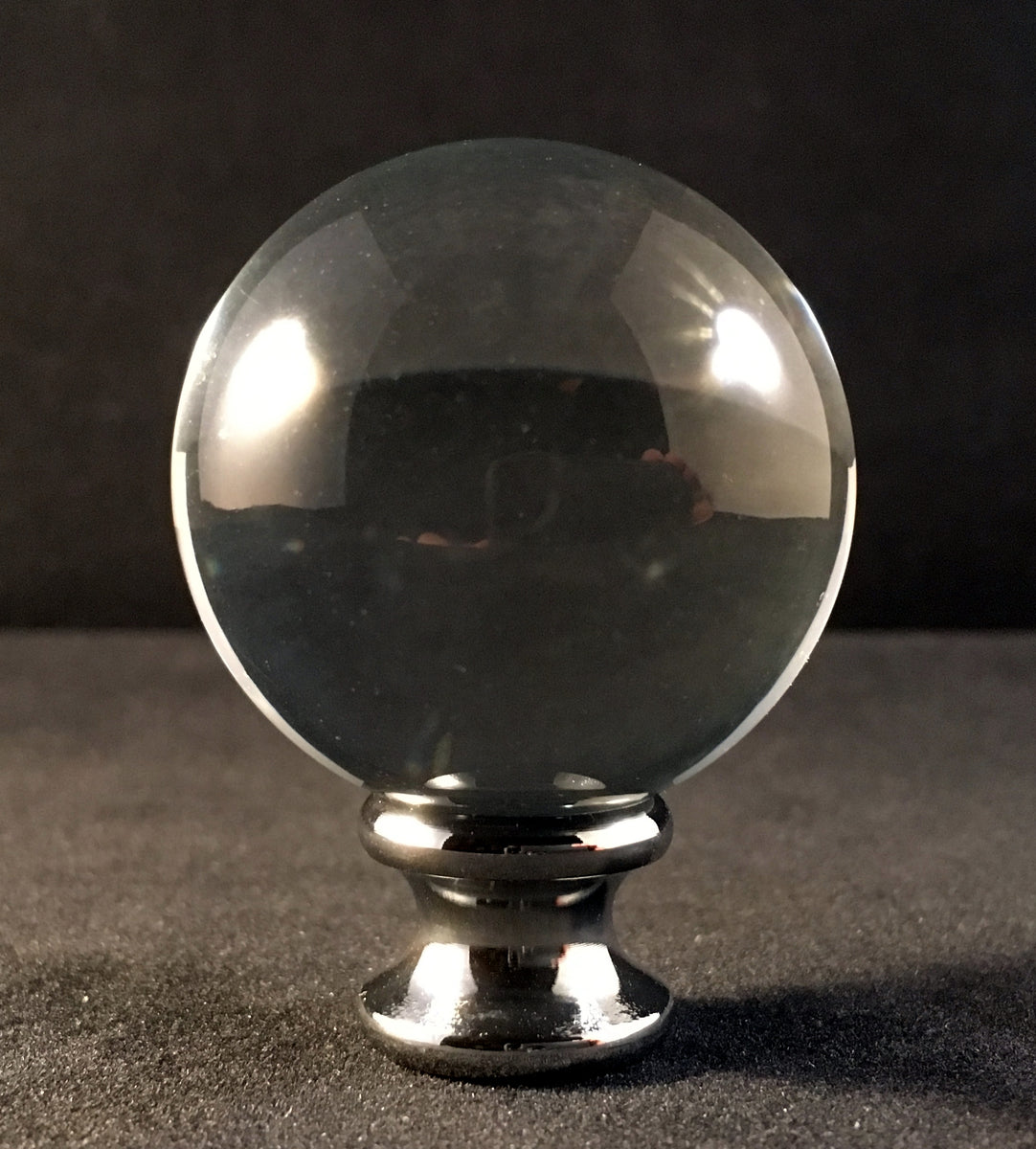 LARGE ORB Optic Glass Crystal Lamp Finial-Chrome Finish – Lamp Finial ...