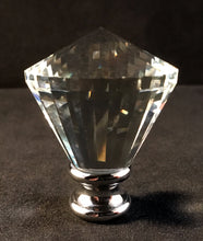 Load image into Gallery viewer, CROWN DIAMOND Optic Glass Crystal Lamp Finial-Chrome or Satin Brass Finish