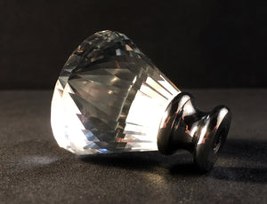 CROWN DIAMOND Optic Glass Crystal Lamp Finial-Chrome or Satin Brass Finish