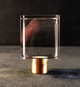 MODERN CUBE Optic Glass Crystal Lamp Finial-Satin Brass Finish