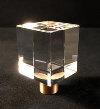 Load image into Gallery viewer, MODERN CUBE Optic Glass Crystal Lamp Finial-Satin Brass Finish