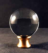 Load image into Gallery viewer, LARGE ORB Optic Glass Crystal Lamp Finial-Satin Brass Finish