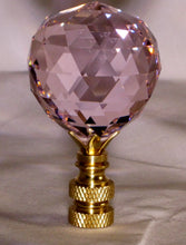 Load image into Gallery viewer, CRYSTAL FACETED BALL-Lamp Finial-Pink, Polished Brass Finish