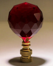 Load image into Gallery viewer, CRYSTAL FACETED BALL-Lamp Finial-Red, Polished Brass Finish